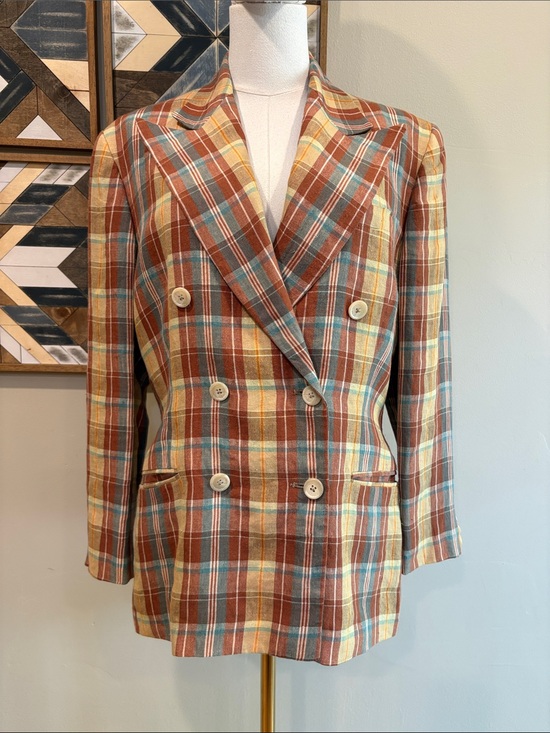 Ralph Lauren Jackets & Blazers - Vintage Ralph Lauren Blue Label Women’s Linen Plaid Blazer Jacket size 10
